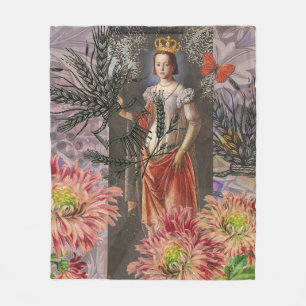 Celestial Virgo Goddess Collage: Vintage Celestial Fleece Blanket