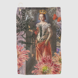 Celestial Virgo Goddess Collage: Vintage Celestial Golf Towel