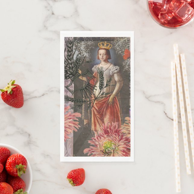 Celestial Virgo Goddess Collage: Vintage Celestial Napkin (Insitu)
