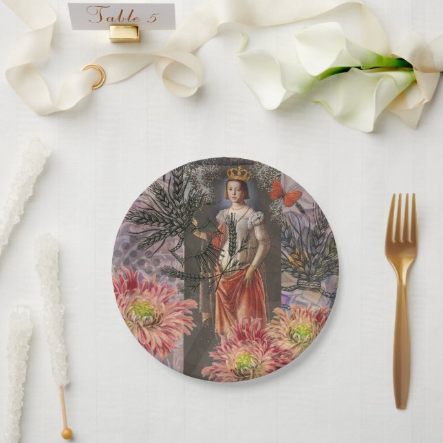 Celestial Virgo Goddess Collage: Vintage Celestial Paper Plate (Wedding)