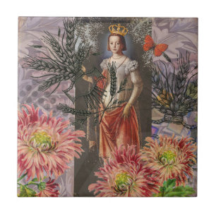 Celestial Virgo Goddess Collage: Vintage Celestial Tile