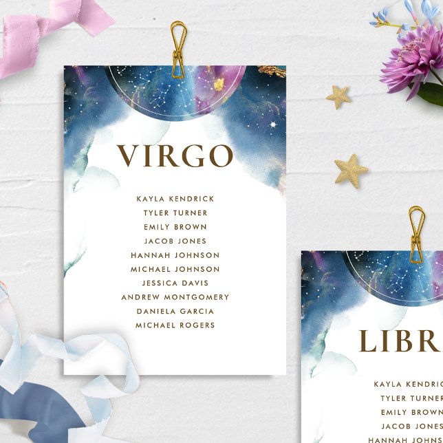 Celestial Virgo Seating Chart Card w/ Guest Name (Creator Uploaded)