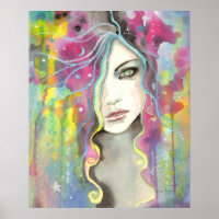 Celestial Vision Girl in the Stars Pop Fantasy Art