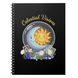 Celestial Visions   Cute Sun and Moon Tarot Crysta Notebook