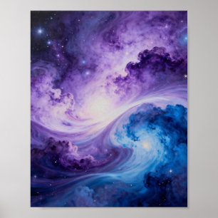 Celestial Vortex: Indigo and Amethyst Poster