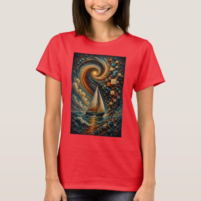 Celestial Voyage | Abstract 3D Micro Mosaic  T-Shirt (Front)