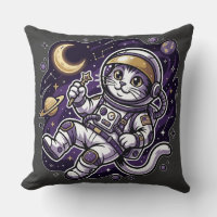 Celestial Voyager: Purple Astronaut Cat Space Masc