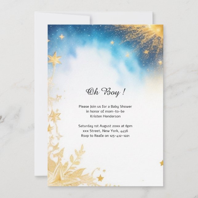 Celestial Watercolor Baby Shower Invitation (Front)