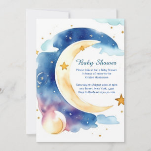 Celestial Watercolor Baby Shower Invitation