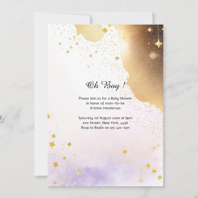 Celestial Watercolor Baby Shower Invitation (Front)