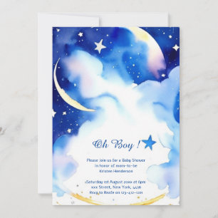 Celestial Watercolor Baby Shower Invitation