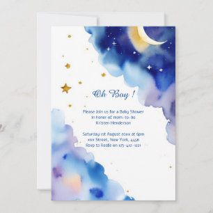 Celestial Watercolor Baby Shower Invitation