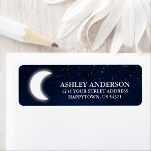 Celestial Watercolor Blue Sky Moon Stars