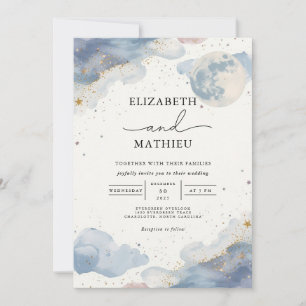 Celestial Watercolor Cloud Wedding Invitation