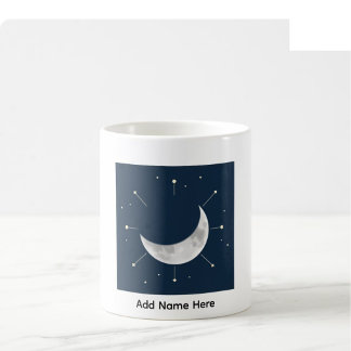 Celestial Watercolor Custom Name Mug - Deep Navy &