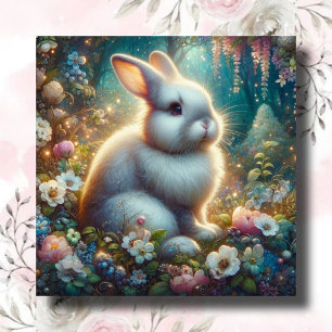 Celestial Watercolor Garden Bunny Rabbit Easter  Holiday Card