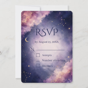 Celestial Watercolor Wedding RSVP Card