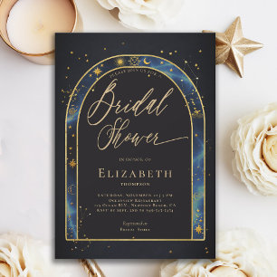 Celestial Waters Arch Starry Zodiac Bridal Shower Invitation