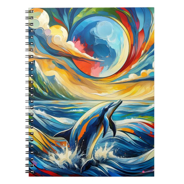 Celestial Waves Dolphin Notebook (Front)
