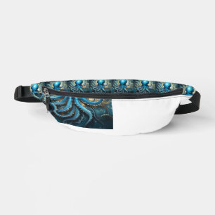 Celestial Waves: The Blue Octopus Fractal Art Bum Bags