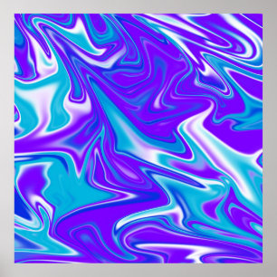 Celestial Waves: The Blue White and Purple Marble Poster