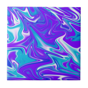 Celestial Waves: The Blue White and Purple Marble Tile