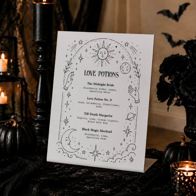 Celestial Wedding Bar Drink Menu Pedestal Sign (Creator Uploaded)