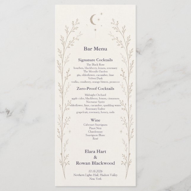 Celestial Wedding Bar Menu (Front)
