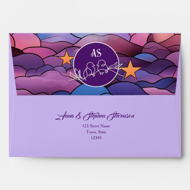 Celestial Wedding Envelope with Stars (Back (Top Flap))