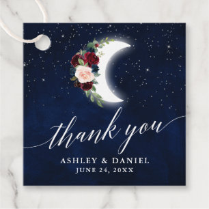 Celestial Wedding Floral Calligraphy Thank You Favour Tags