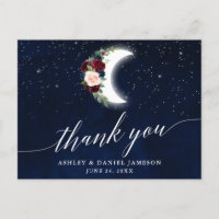 Celestial Wedding Floral Calligraphy Thank You
