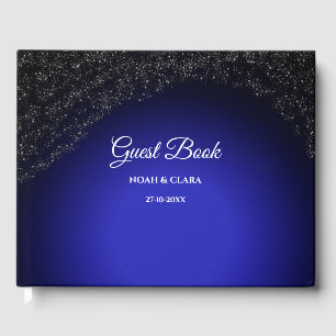 Celestial wedding Full Moon & Stars Midnight blue  Guest Book