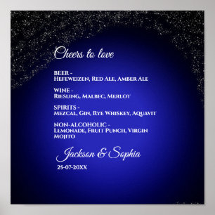 Celestial wedding Full Moon & Stars Midnight menu Poster
