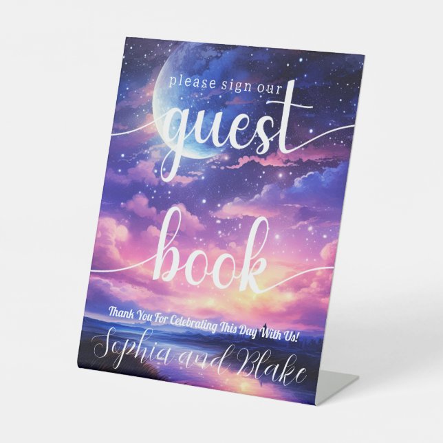 Celestial Wedding Guest Book Pedestal Sign (Front)