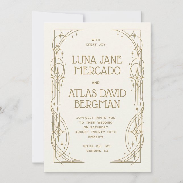 Celestial Wedding Invitation Art Deco (Front)
