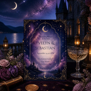 Celestial Wedding Invitation Moonlit Castle