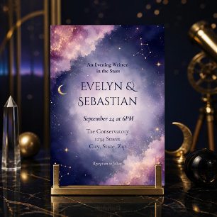 Celestial Wedding Invitation Watercolor Galaxy