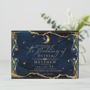 Celestial Wedding Moon and stars Wedding Invitation
