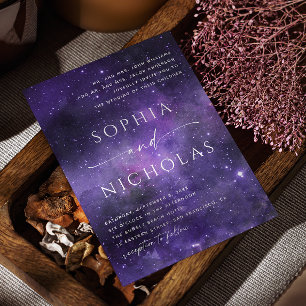 Celestial Wedding Purple Galaxy Starry Night Sky Invitation