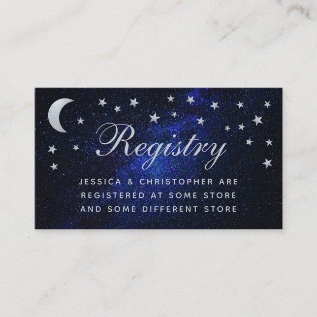 Celestial Wedding Registry Stars Moon Calligraphy  Enclosure Card (Front)
