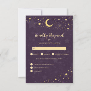 Celestial Wedding RSVP Purple Stars Card