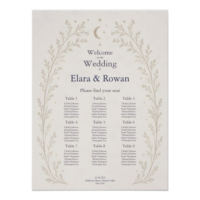 Celestial Wedding Seating Chart (Front)