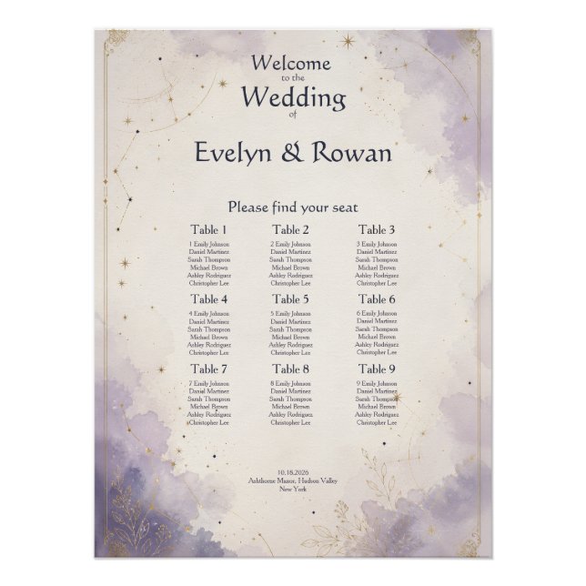 Celestial Wedding Seating Chart (Front)