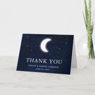 Celestial Wedding Sky Moon Stars Fold Thank You Card