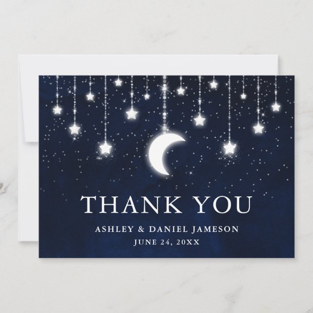 Celestial Wedding Sky Moon Stars Lights Thank You Card (Front)