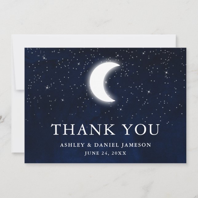 Celestial Wedding Sky Moon Stars Thank You Card (Front)
