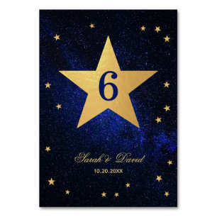 Celestial Wedding Star Faux Gold Foil Night Sky Ta Table Number