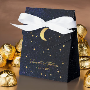Celestial Wedding Starry Night Blue Sky Gold Stars Favour Box