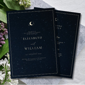 Celestial Wedding Starry Night Sky Elegant Wedding Invitation