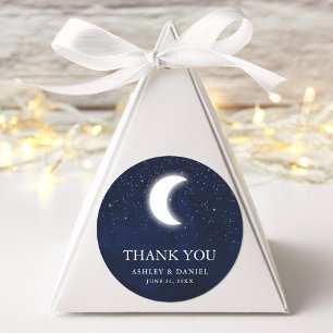 Celestial Wedding Thank You Blue Sky Moon Stars Classic Round Sticker